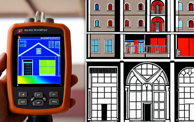 **Prompt:** Energy audit of a building, showcasing thermal imaging equipment, Portuguese building architecture, focus on identifying heat loss, professional setting, ADENE certification logo subtly displayed.