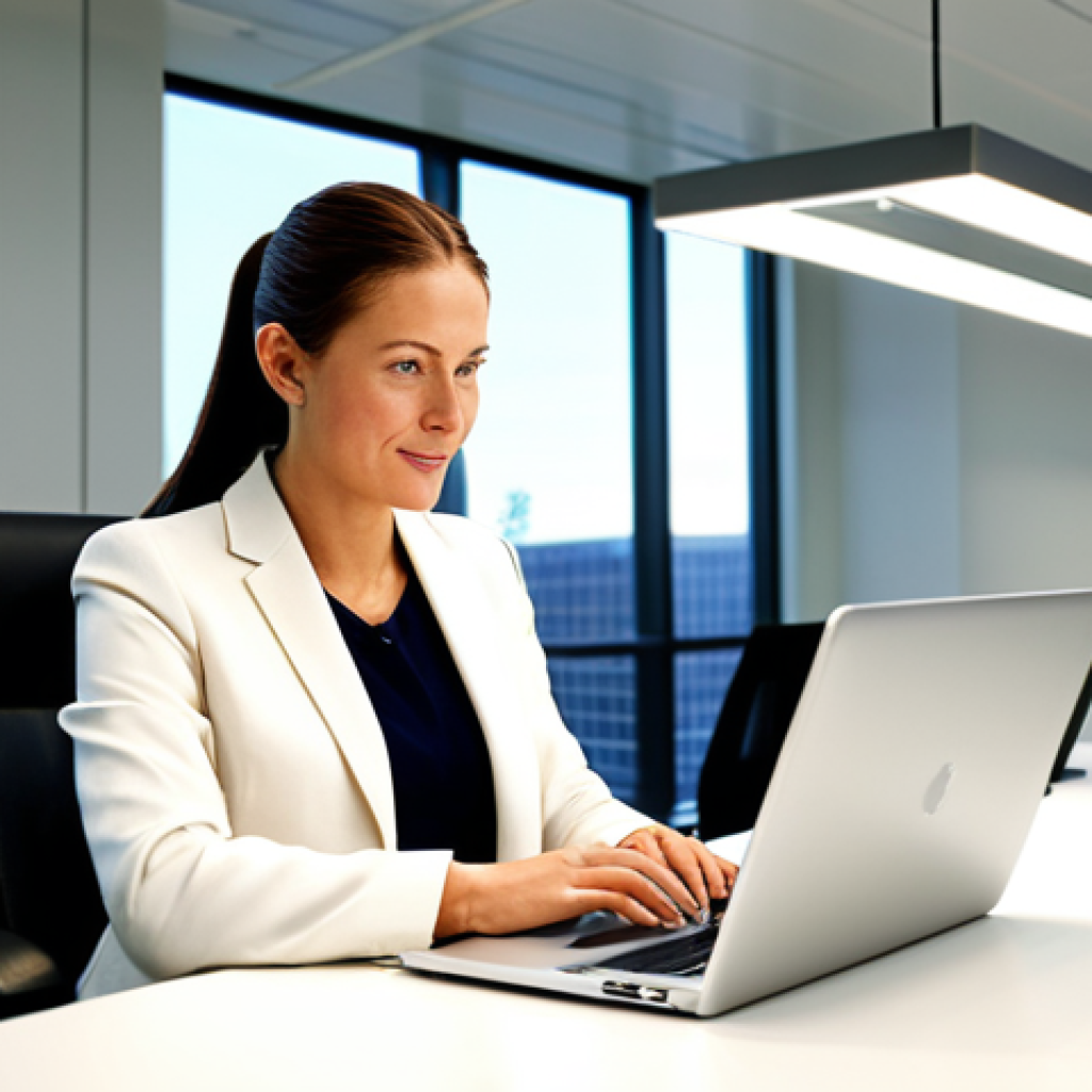 에너지관리 자격증 취득자의 커뮤니티 - Modern Office Efficiency**
"A professional businesswoman in a modest business suit, working on a la...